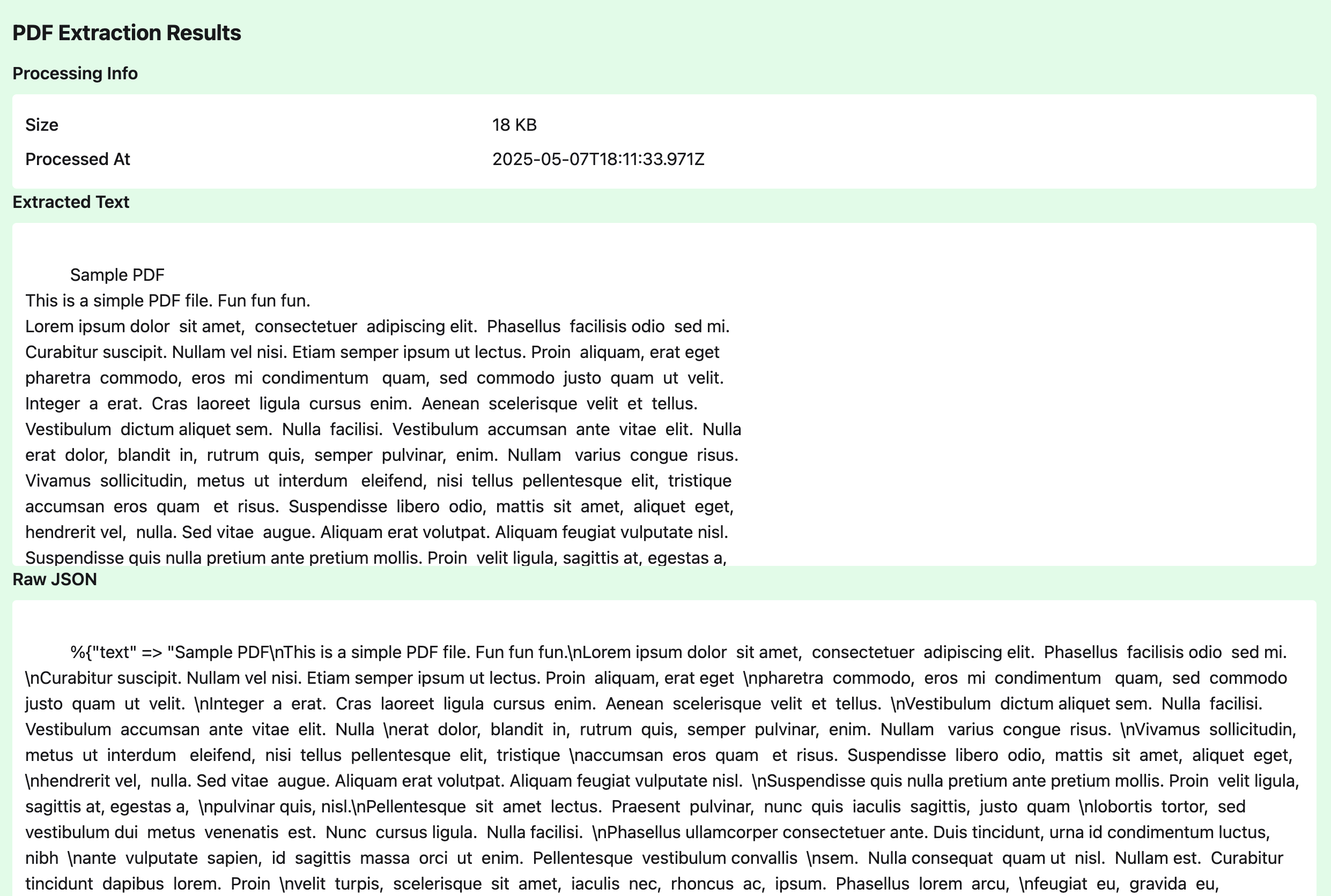Screenshot showing extracted text from a PDF document